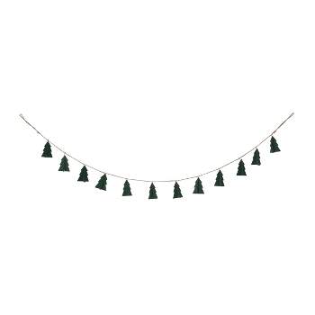 Transpac Wood 47 in. Green Christmas Tree Banner