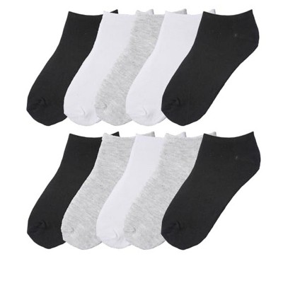 Tipi Toe Big Kids Boys 10 Pairs Classy Lightweight Solid Colors Pattern Ankle/Low Cut Socks, Size Large