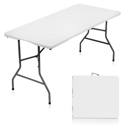 SUGIFT 5 ft Folding Table Fold-in-Half Plastic Table