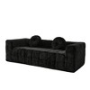 84.6'' Lychee-Textured Polyester Modern Boneless Three-Seater Sofa with Two Circular Throw Pillows - 4 of 4