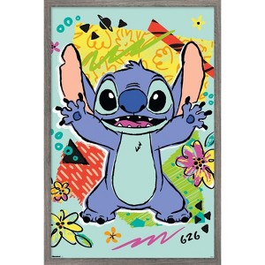 Trends International Disney Lilo and Stitch: Pattern Clash - Stitch Framed Wall Poster Prints - 1 of 4