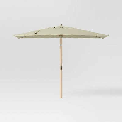 6'x10' Rectangular Outdoor Patio Market Umbrella with Faux Wood Pole - Threshold™