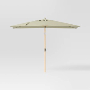 6'x10' Rectangular Outdoor Patio Market Umbrella with Faux Wood Pole - Threshold™ - 1 of 4