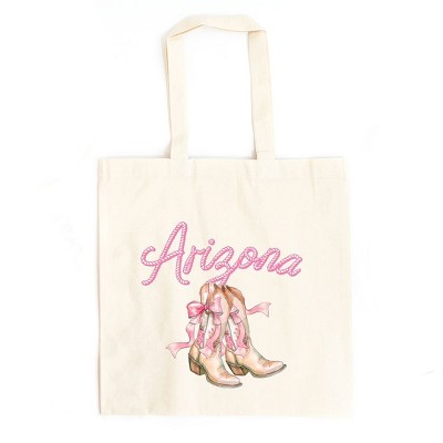 City Creek Prints Coquette Arizona Cowgirl Boots Canvas Tote Bag - 15x16 - Natural