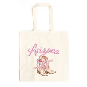 City Creek Prints Coquette Arizona Cowgirl Boots Canvas Tote Bag - 15x16 - Natural - 1 of 2