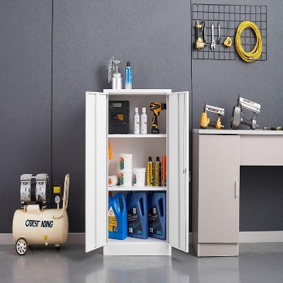 Acekool 42" Steel Storage Cabinet - Locking Doors, 2 Adjustable Shelves, Tall Metal Organizer for Garage, Office & Utility Rooms, Black