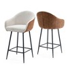 26.5" Upholstered Armless Counter Height Bar Stool (Set of 2) with Cushioned Seat and Metal Legs for Kitchen, Dining Area, or Home Bar - 4 of 4