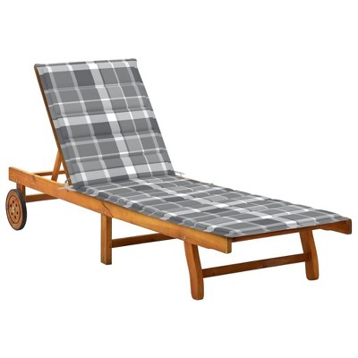 vidaXL Patio Sun Lounger with Cushion Solid Wood Acacia