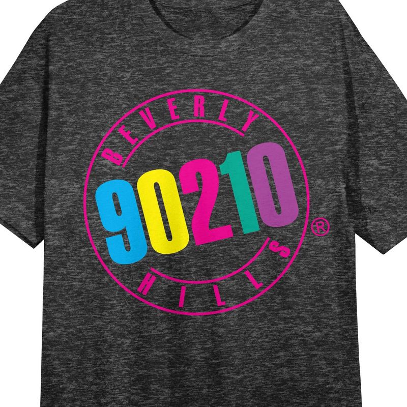 Beverly Hills, 90210 Title Logo Women's Black Heather Short Sleeve Sleep Shirt, 2 of 3