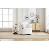 360° Solid Wood & Metal Swivel Barrel Chair with Curved Backrest, Round Accent Chair for Living Room, Bedroom, or Office - 3 of 4