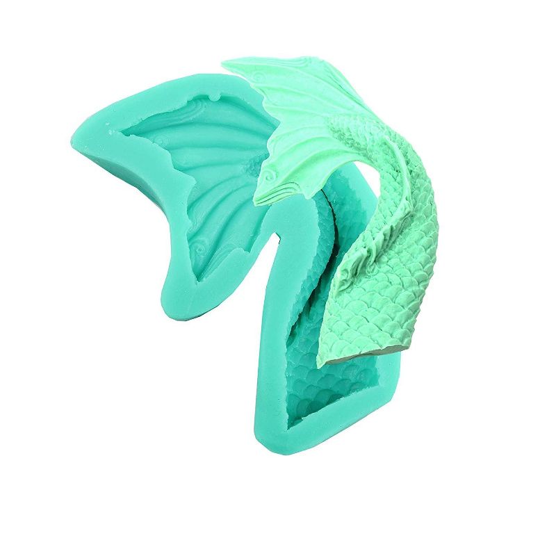 O'Creme Wavy Mermaid Tail v.1 Silicone Fondant Mold - 2" x 3.75" - Green, 3 of 4