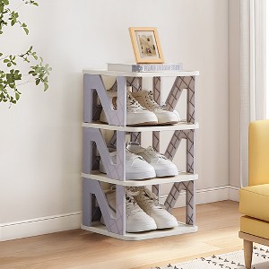 VECELO Shoe Rack X-shaped Foldable Shoe Shelf Space-Saving Shoe Storage Organizer, No Assembly, Gray - 1 of 4
