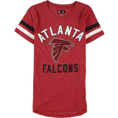 NFL Womens Atlanta Falcons Rhinestone Embellished T-Shirt, Red, X-Large