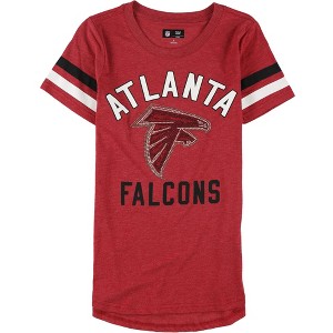 NFL Womens Atlanta Falcons Rhinestone Embellished T-Shirt, Red, Small - 1 of 2