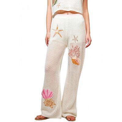 Women's Seashell Embroidered Pants - Blue B