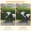 Double Stroller Track Tandem Stroller, Foldable Pushchair Bassinet Pram, Multi-Position Reversible & Adjustable Backrest - 3 of 4