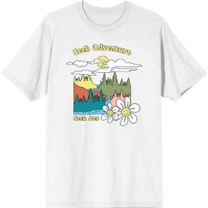 Positive Vibes Seek Adventure, Seek Joy Happy Flowers Adult Short Sleeve Tee - 1 of 2