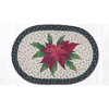Earth Rugs Holiday Farmhouse Poinsettia Oval Placemat 13"x19" Durable Table Mat - 2 of 3