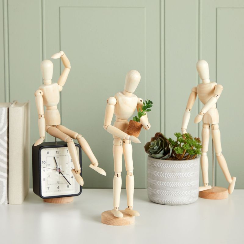 3 Pack Drawing Mannequin, Wooden Figure Model for Artists and Home Decor, 13", 2 of 9