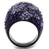 Slickblue Women’s Dome Ring, Black Stainless Steel, Tanzanite & Clear Pave Synthetic Crystals, Cocktail Style, Size 5–10 - 3 of 4