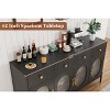 Jojoka 62" Wooden Buffet Cabinet w/ 3 Drawers & 4 Fluted Glass Doors, Coffee Bar Storage for Kitchen & Dining Room - 4 of 4
