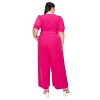 L I V D Women's Iris Surplice Belted Pocket Jumpsuit, Neon Pink, 2X - 3 of 3