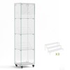 Hooseng Display Cabinet with Glass Doors, 4-Tier Curio Cabinet with Lock and Wheels, Floor Standing Storage Cabinet with 3 Acrylic Shelves - 4 of 4
