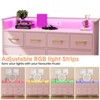 Storage cabinet, 8 drawer dresser with LED lights and charging station, wooden chest of drawers, open space, entryway, living room storage organizer - 3 of 4