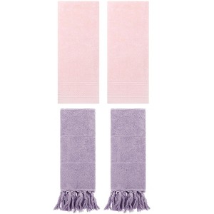 REGALWOVEN 4 Packs Striped and Tassels Hand Towels for Bathroom 14" x 30" - 1 of 4