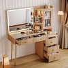 Makeup Vanity Desk with Mirror, Adjustable 3-Color LED and Charging Outlet - 4 of 4