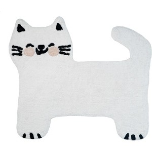 HomeRoots 2' X 3' Black And White Kitty Cat Youthful Washable Area Rug - 1 of 4