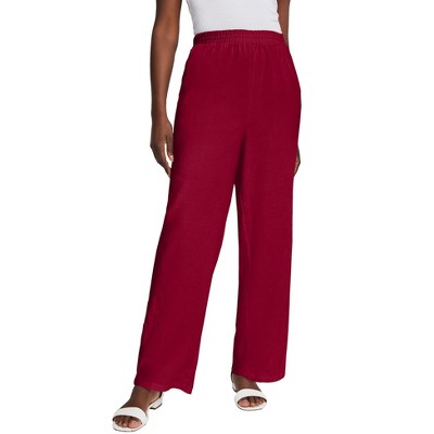 Jessica London Women's Plus Size Lightweight Linen-Blend Straight-Leg Pants