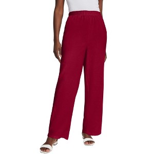 Jessica London Women's Plus Size Lightweight Linen-Blend Straight-Leg Pants - 1 of 4