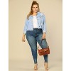 Agnes Orinda Women's Plus Size Washed Ripped Distressed Cropped Frayed Jean Jackets - 3 of 4