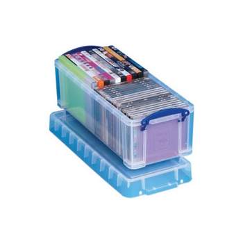 Advantus Super Stacker Divided Storage Box Clear w/Blue Tray/Handles 10.3 x  14.25x 6.5 37371