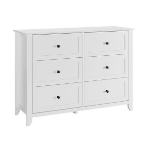 6 Drawer Dresser,  Modern 6 Chest of Drawer Dresser with Round Handle, Wooden Storage Cabinet, Dresser Cabinet Organizer for Living Room, Entryway - 1 of 4