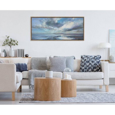 Nel Whatmore Panoramic Ocean Landscape Canvas Print with Gold Frame