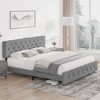 Whizmax Queen Size Bed Frame with Headboard and Type-C&USB Ports,Adjustable Linen Upholstered Platform with Wooden Slats Support,No Box Spring Needed - 2 of 4