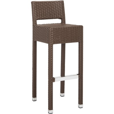 Landry Brown Rattan and Aluminum Bar Stool
