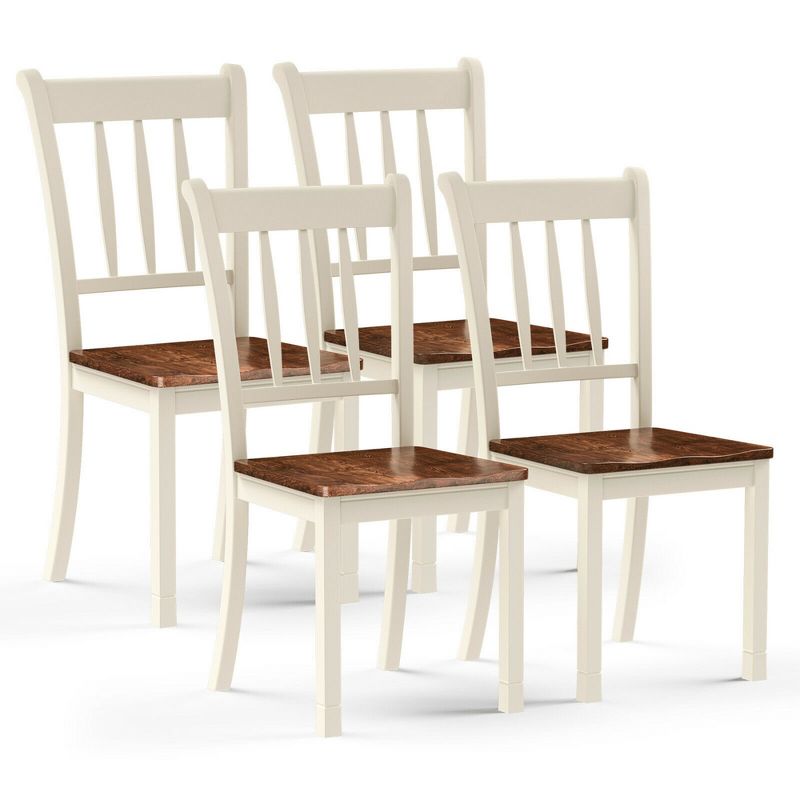 Tangkula 4PCS Wooden Dining Side Chair High Back Armless Home Furniture White, 1 of 7