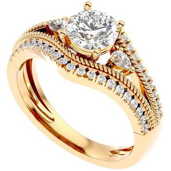 Pompeii3 1 1/3Ct Diamond & Moissanite Designed Accent Engagement Ring in 10k Gold