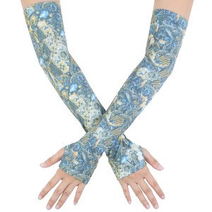 INSPIRE CHIC Women's Sun Protection Cooling Arm Stretch Sleeves Gloves with Thumb Hole 1Pair - 1 of 4