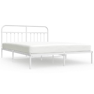 vidaXL White California King Metal Bed Frame with Headboard & Slats, No Mattress, Easy Assembly - 1 of 4