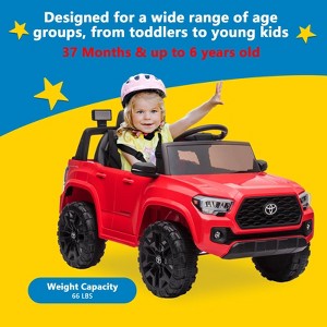 Officially Licensed Toyota Tacoma Car,12V Battery Powered Electric Car with Remote Control,Spring Suspension Safety Belt,2-Speed Ride On Toy Car - 1 of 4