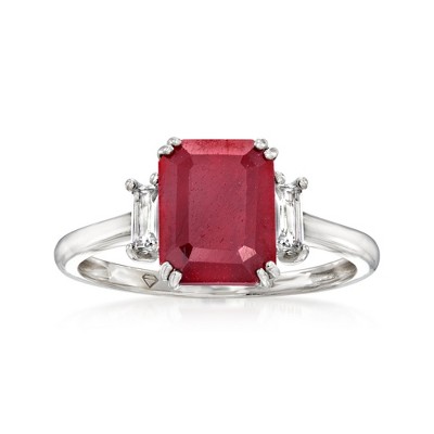 Ross-Simons 2.70 Carat Ruby Ring With .30 ct. t.w. White Topaz in Sterling Silver