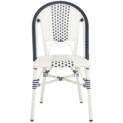 Zoya 18" Navy and White Wicker Side Chairs, Set of 2