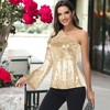 Anna-Kaci Women's One Shoulder Long Sleeve Sequin Party Top - 4 of 4