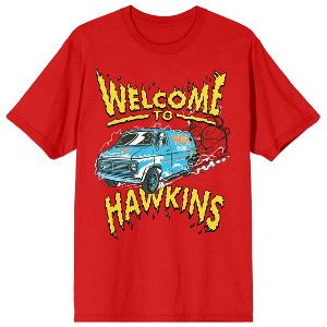 Stranger Things Welcome To Hawkins WSQK 94.5 FM Van Men’s Red Short Sleeve Tee - 1 of 4