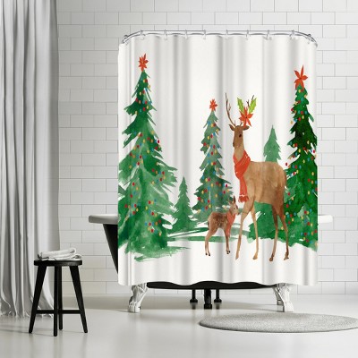 Celebration In The Forest by PI Creative Holiday Collection Shower Curtain - Americanflat