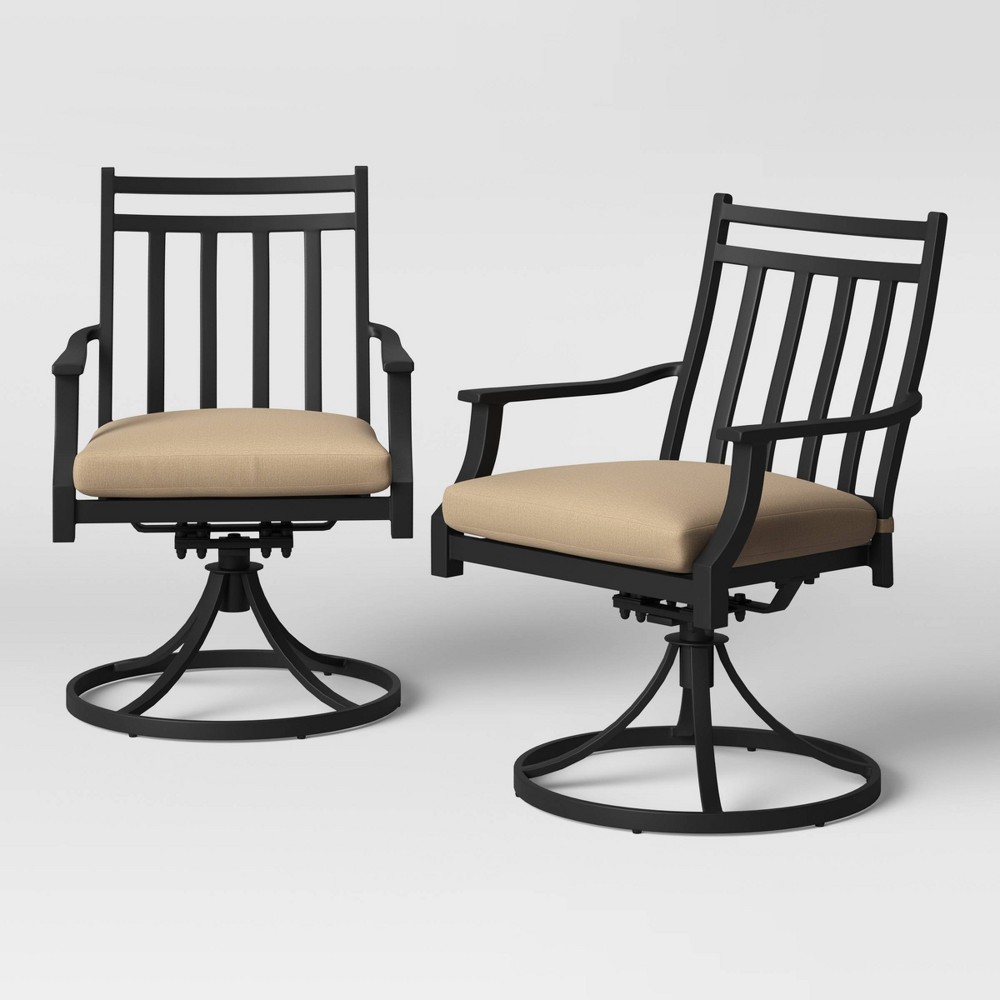 Fairmont 2pk Metal Swivel Rocking Patio Dining Chair Tan Threshold